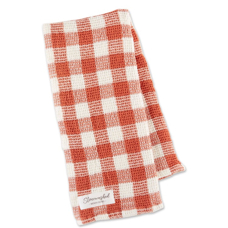 GINGER CHECKER WASHED WAFFLE DISHTOWEL | Ivystone