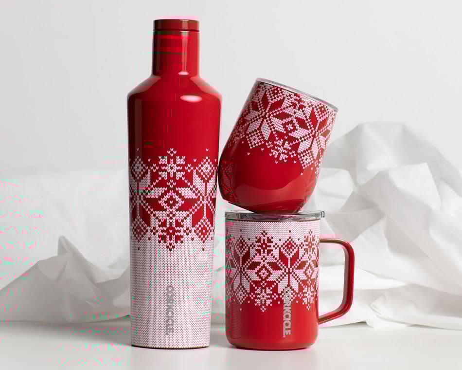 Corkcicle Early Buy Fairisle Red