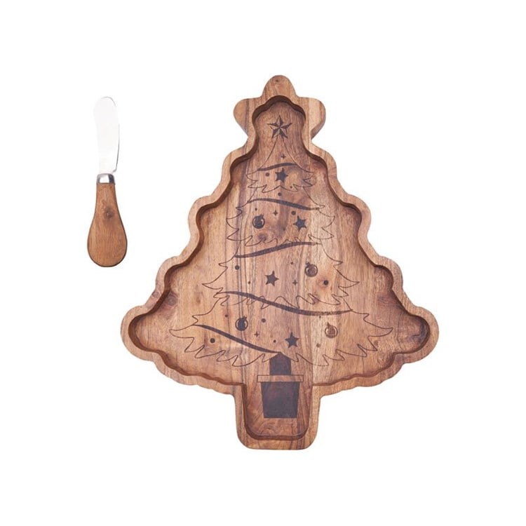 Christmas Tree Serving Board with Spreader Set Ivystone