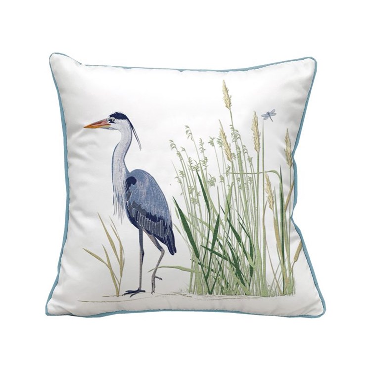 Blue Heron Saltmarsh Indoor Outdoor Pillow Ivystone