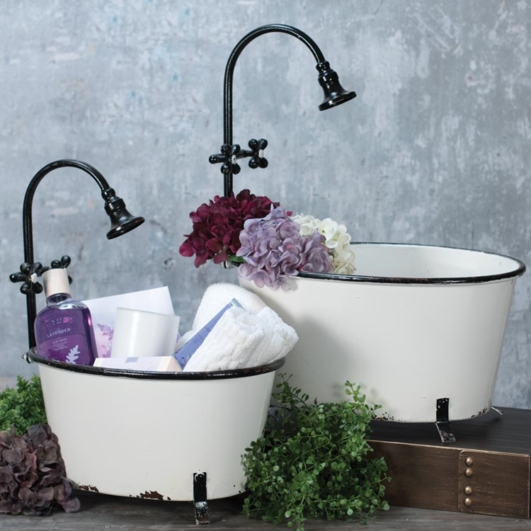 S/2 Antique Bathtub Planters Ivystone