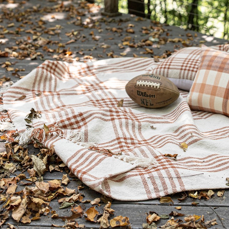 REMI PLAID OUTDOOR PICNIC BLANKET RUST Ivystone