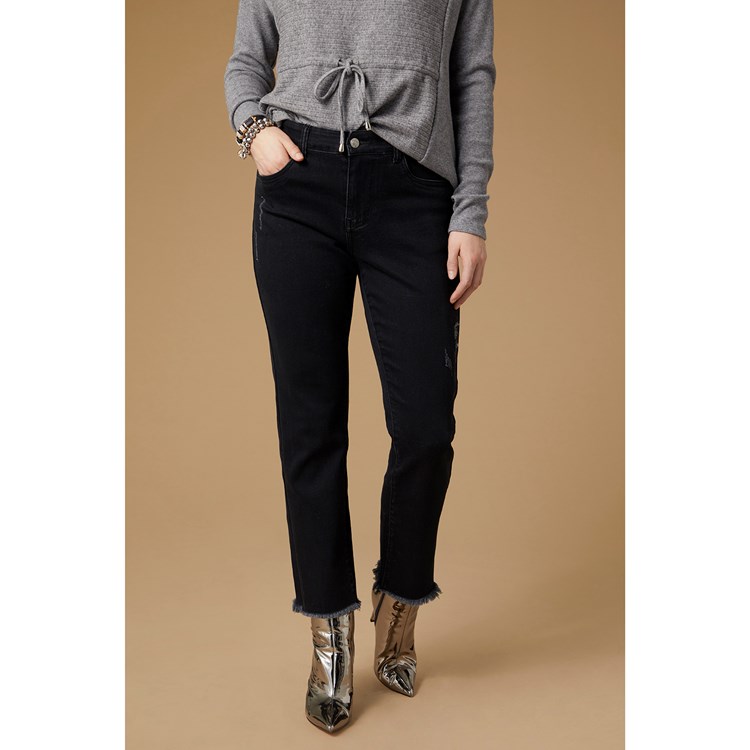 Everstretch Straight Ankle Jeans with Raw Bottom
