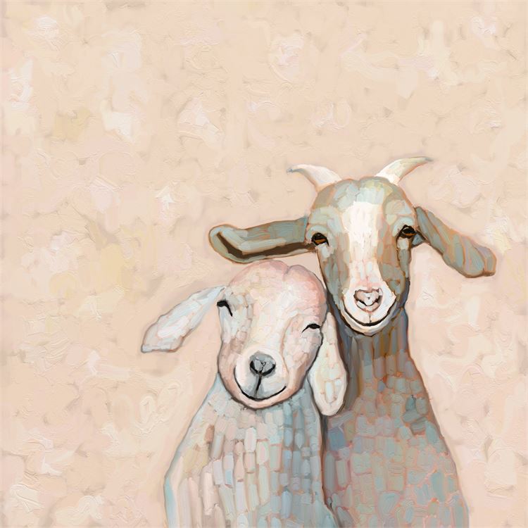Goat Friends, Canvas Wall Art 18x18 Ivystone