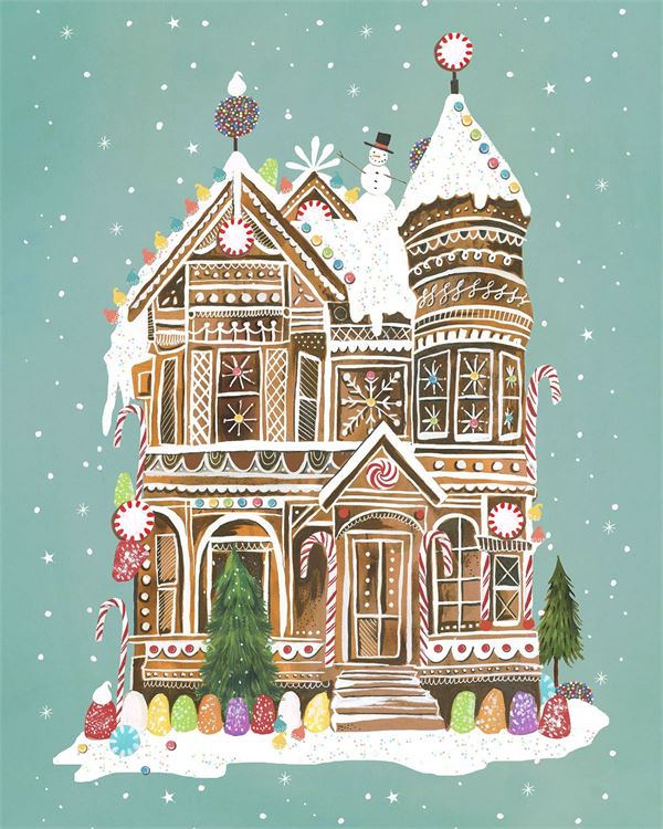 Holiday Gingerbread House, Canvas Wall Art 14x18 Ivystone