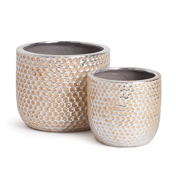 IMPRESSION ROUND POTS, SET OF 2 Ivystone
