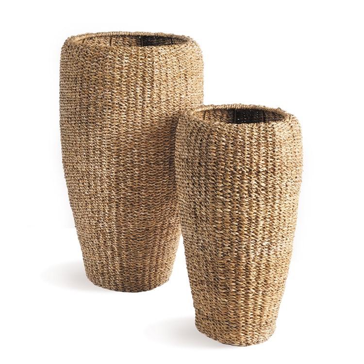 SEAGRASS TALL ROUND PLANTERS, SET OF 2 Ivystone