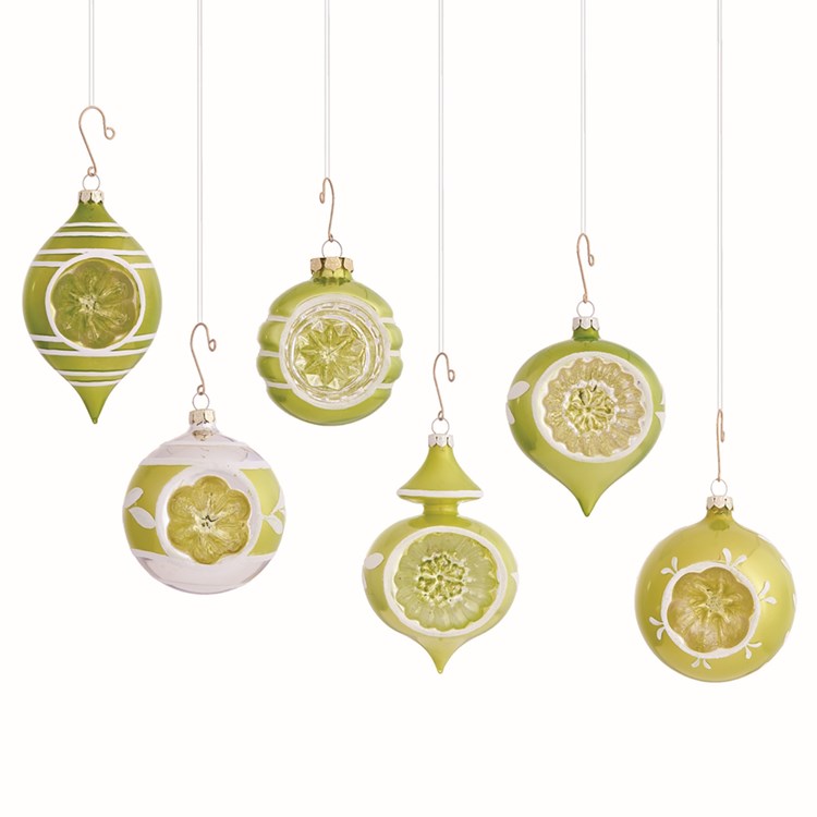 VINTAGE REFLECTOR GLASS ORNAMENTS, SET OF 6 Ivystone