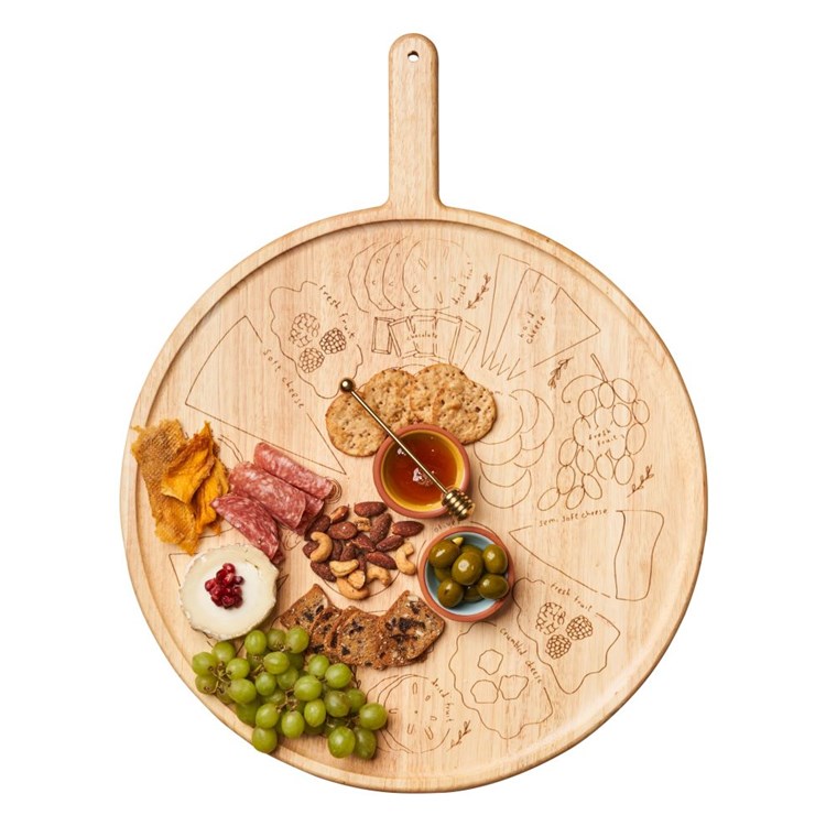 Meg Quinn Cheese Map Board Round Board with Handle Ivystone