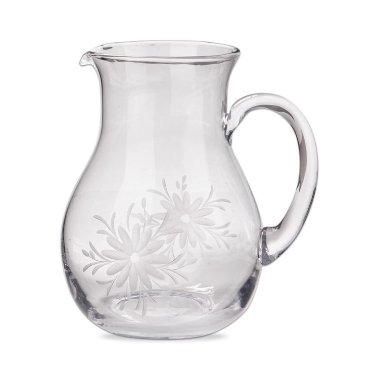 FLEUR ETCHED GLASS PITCHER Ivystone