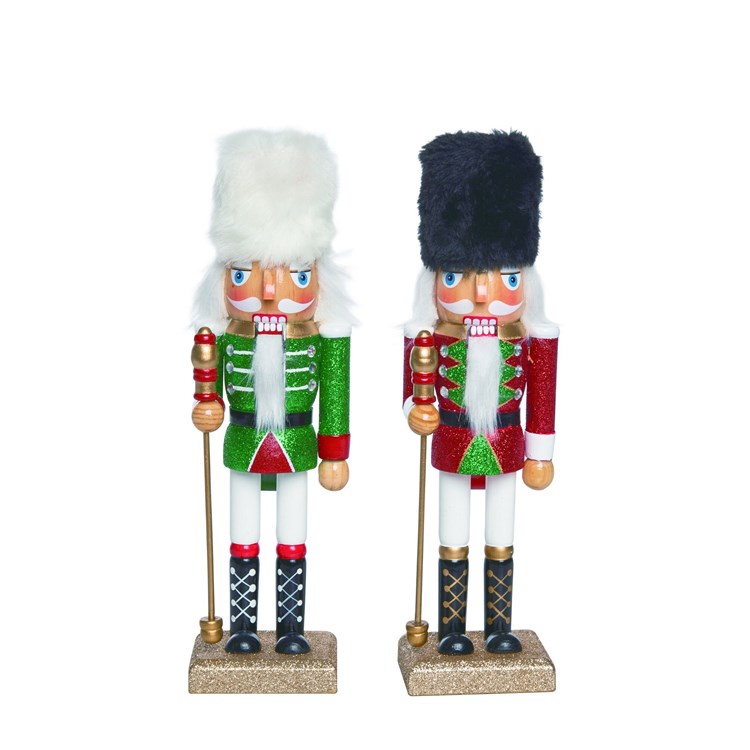 Wooden Fuzzy Hat Nutcracker 2 Asst Ivystone