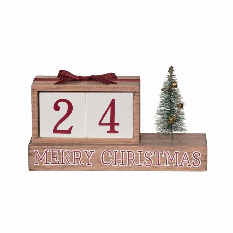 MDF Christmas Countdown W/Bottlebrush Tree S/3 Ivystone