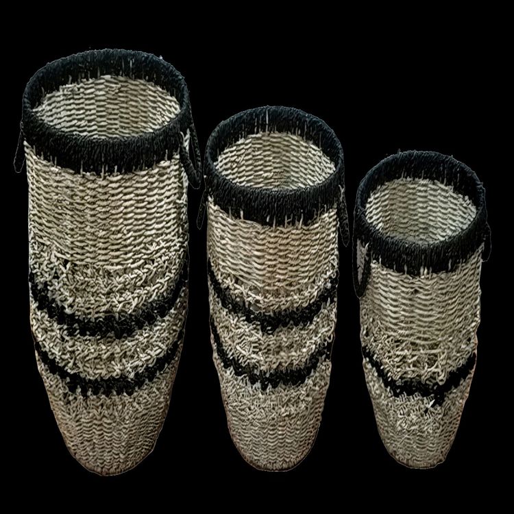 Seagrass Black and Natural Basket Set of 3 Ivystone