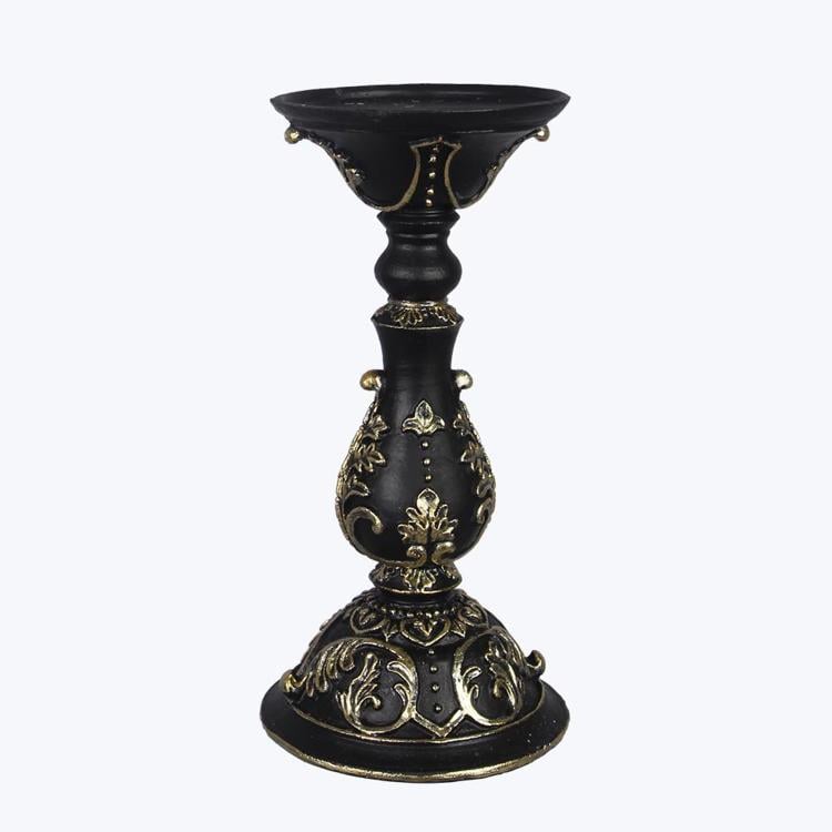 Resin Black Halloween Pillar candle Holder Ivystone