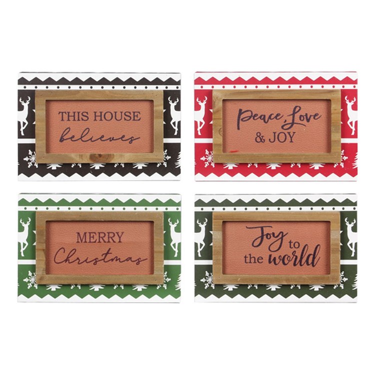 Wood Woodland Lodge Tabletop Box Signs, 4 Ast. Ivystone