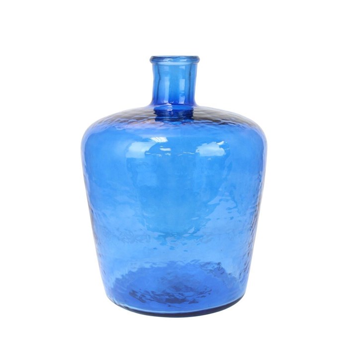 12" GLASS BLUE BOTTLE VASE Ivystone