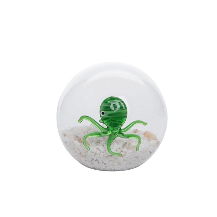 GLASS OCTOPUS BALL W/ SAND & SHELLS Ivystone