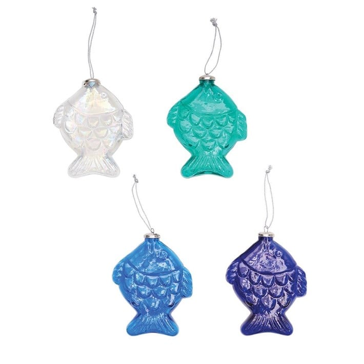FISH GLASS ORNAMENTS A/4 | Ivystone - Blue Glass Ornaments Fish