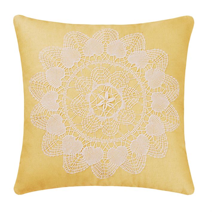 Ivory Beaded Lace Pillow