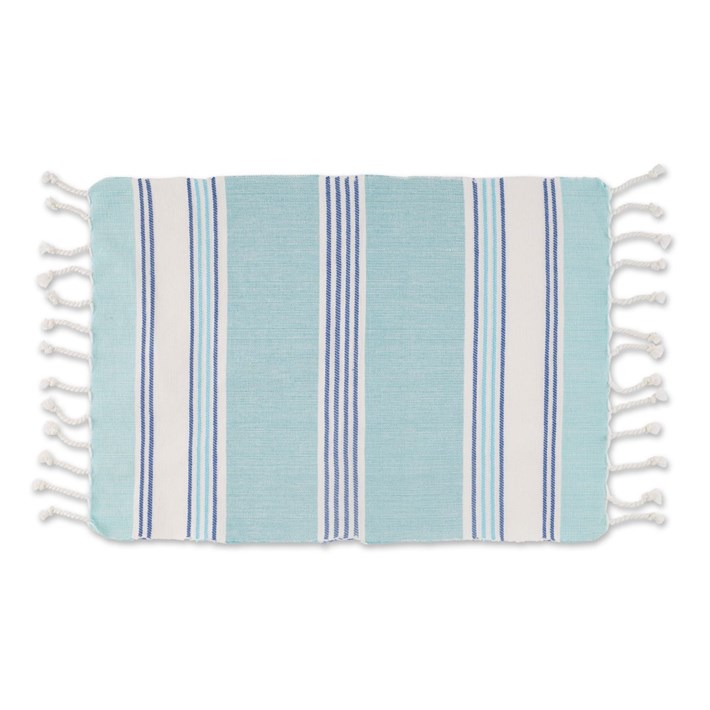 Runner Da Tavolo DII Tidal Stripe In Cotone - Blu Spiaggia, 35,5 X 183 Cm, Lavabile