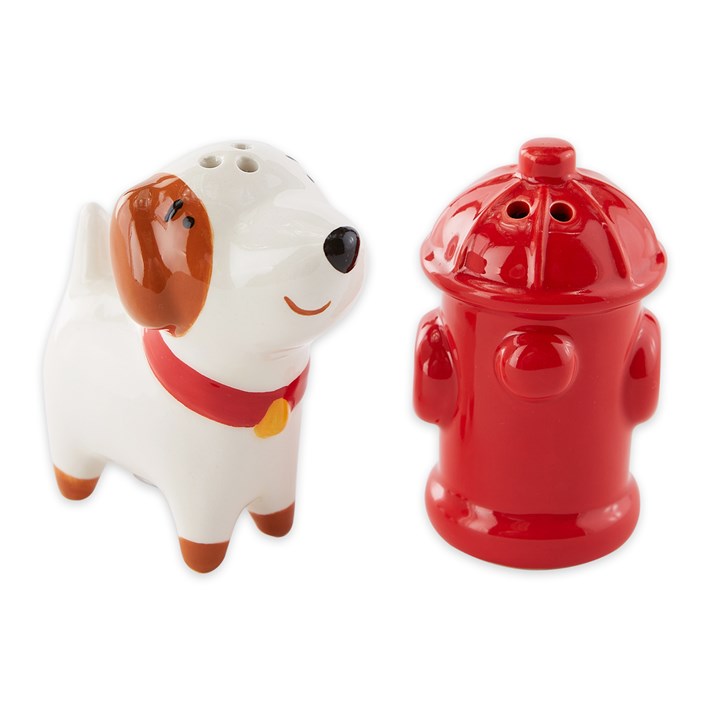 Dog and Fire Hydrant Ceramic Salt and Pepper Shaker Ivystone