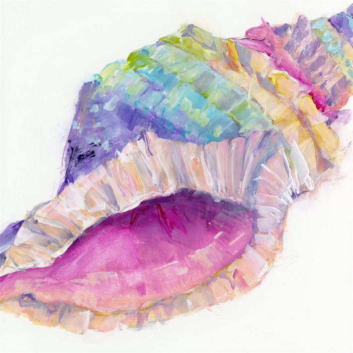 Colorful Conch Shell Canvas Wall Art 18x18 Ivystone