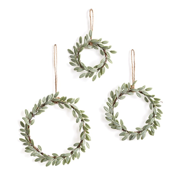 LAMBS EAR WREATH ORNAMENTS, SET OF 3 Ivystone