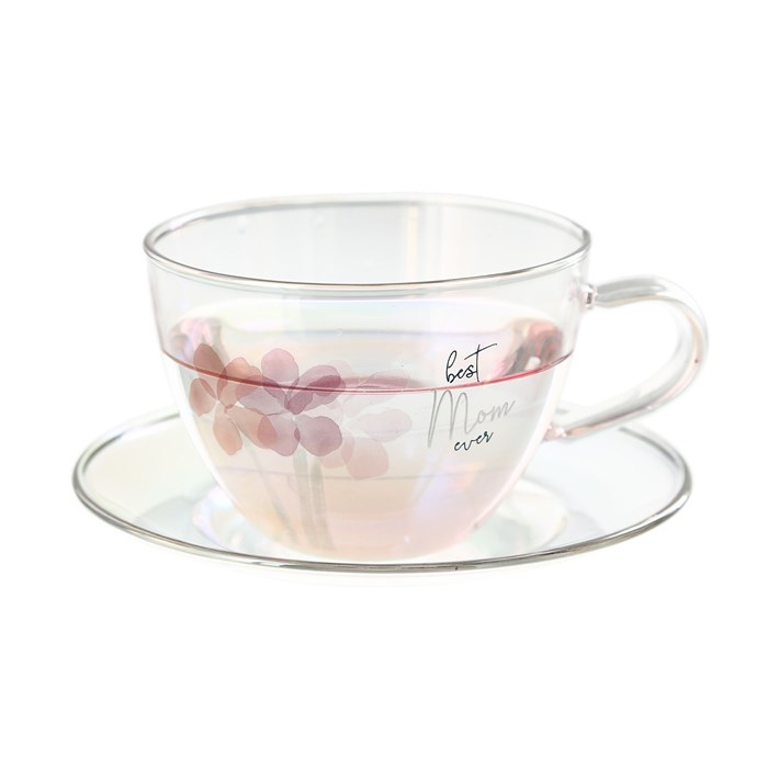 RH - Mom - 7 oz Glass Tea Cup and Saucer