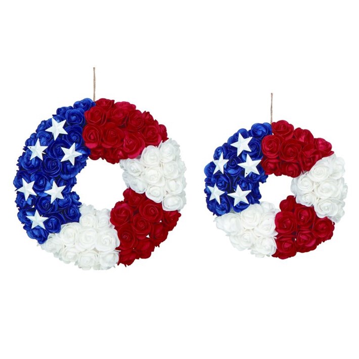 Mini Styro Silk Rose Americana Wreath S/2 Ivystone