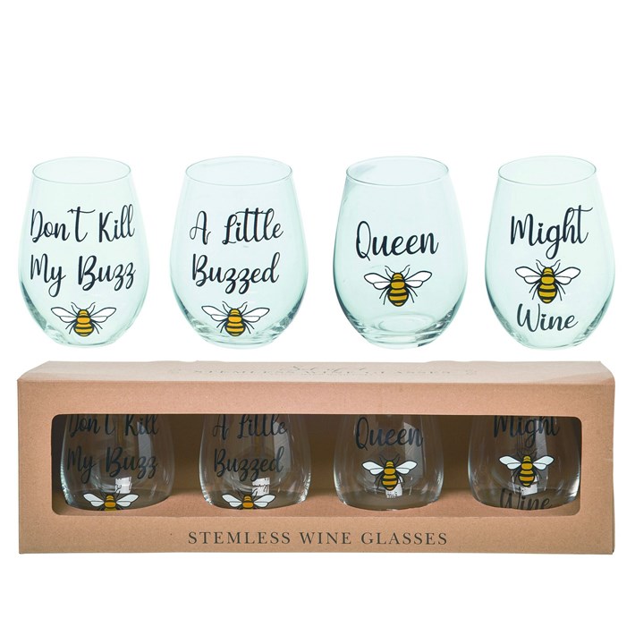 Glass Bee Wine Glasses S/4 Ivystone