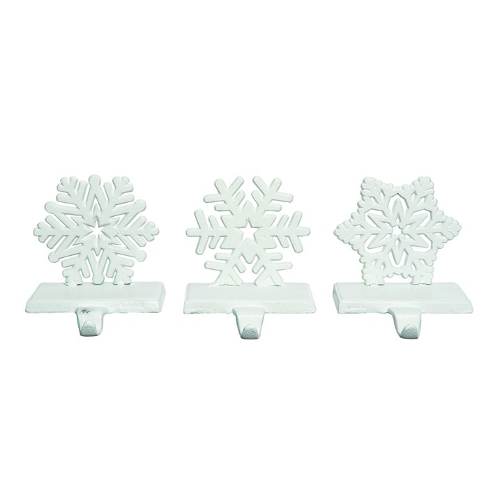 Cast Iron Snowflake Stocking Holder 3 Asst Ivystone
