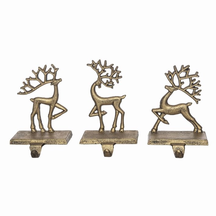 Cast Iron Reindeer Stocking Holder 3 Asst Ivystone