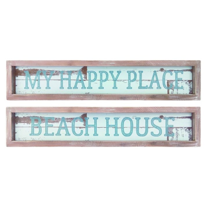 Wood Rustic Oceanside Wall Decor 2 Asst Ivystone