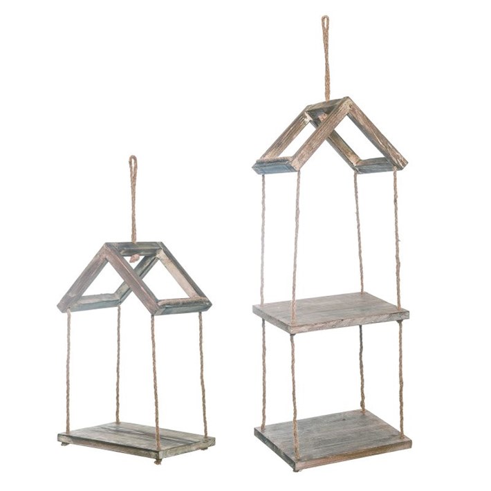 Wood Tiered Hanging House Shelf S/2 Ivystone