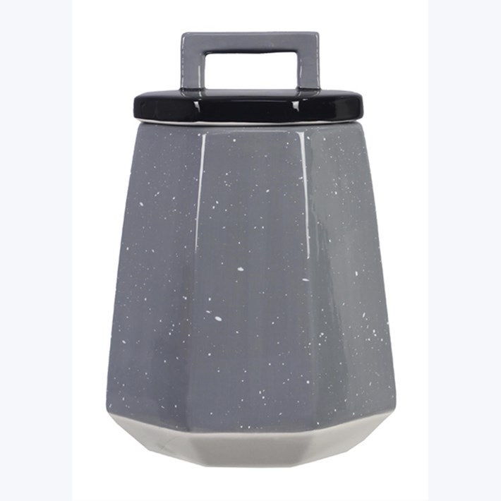 Ceramic Geometric Small Canister Ivystone