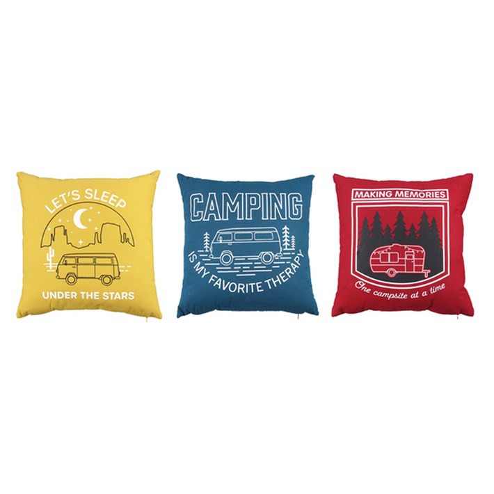Cotton Happy Camper Pillows, 3 Assortment Ivystone