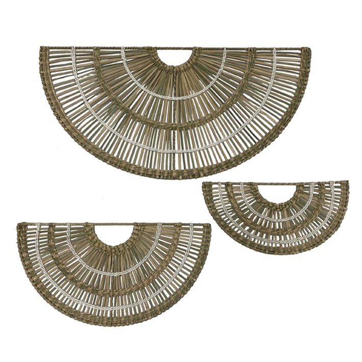 Seagrass Handwoven Fan Shaped Wall Decor, 3 pcs/set Ivystone