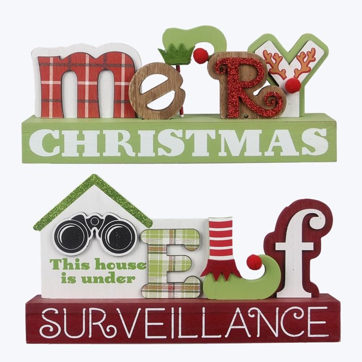Wood Christmas Tabletop Word Sign, 2 Assorted Ivystone