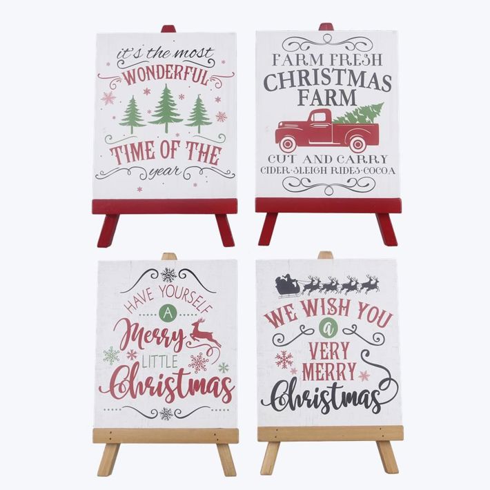 Wood Tabletop Christmas Signs, 4 Assorted Ivystone