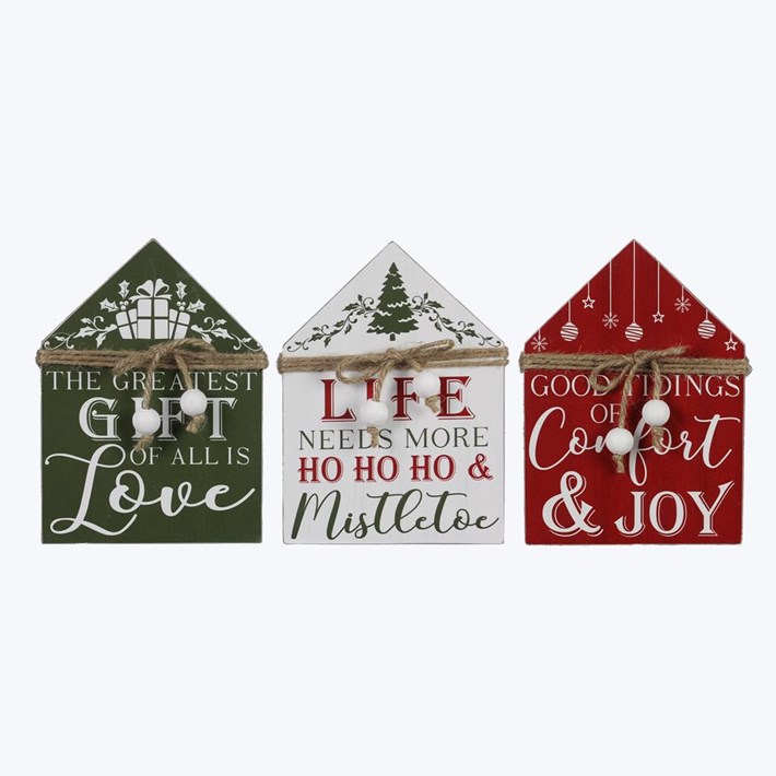 Wood Tabletop Sign with Bead Accent, 3 Ast Ivystone