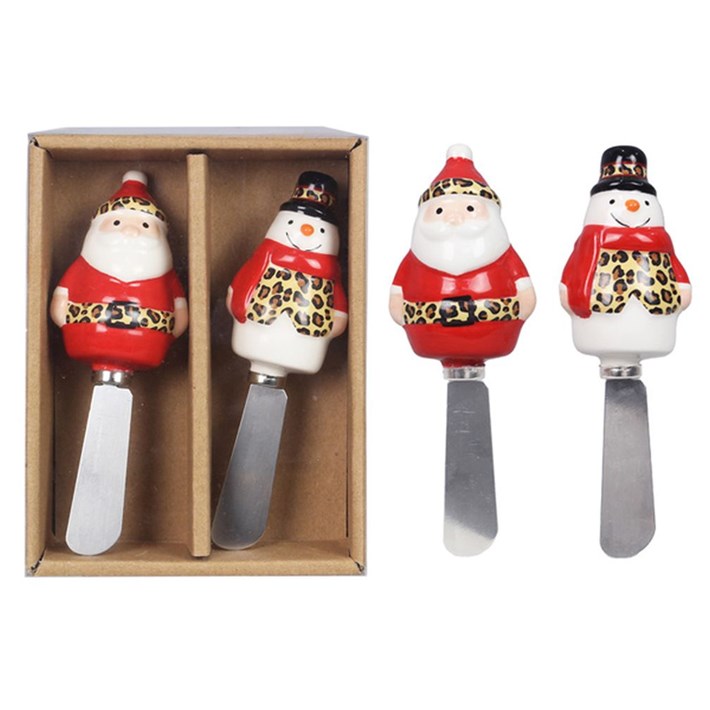 Ceramic Christmas Leopard Spreader, set of 2 Ivystone