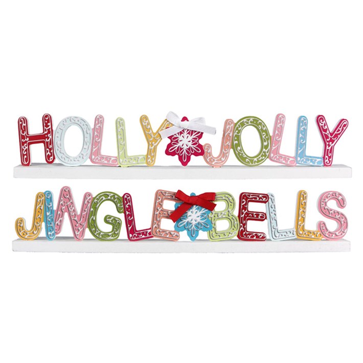 Wood Colorful Christmas Tabletop Sign, 2 Ast Ivystone